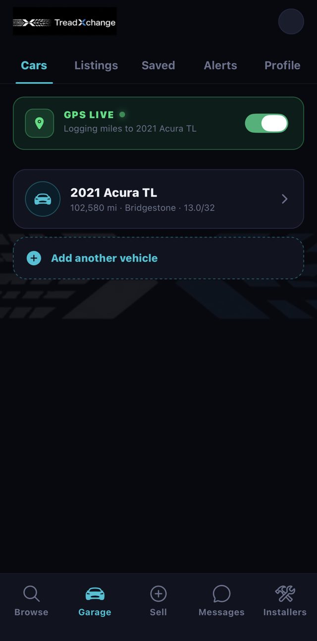 Tracking your car and tread life in the TreadXchange Garage